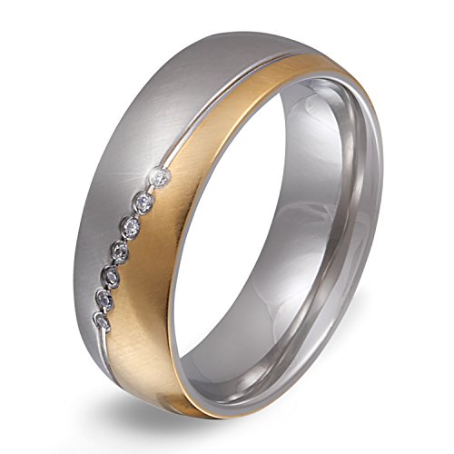 Juwelier Schönschmied - Damen Partnerring Ehering Freundschaftsring Trauring Chiswick Edelstahl Zirkonia 52 (16.6) 172Dac von Juwelier Schönschmied