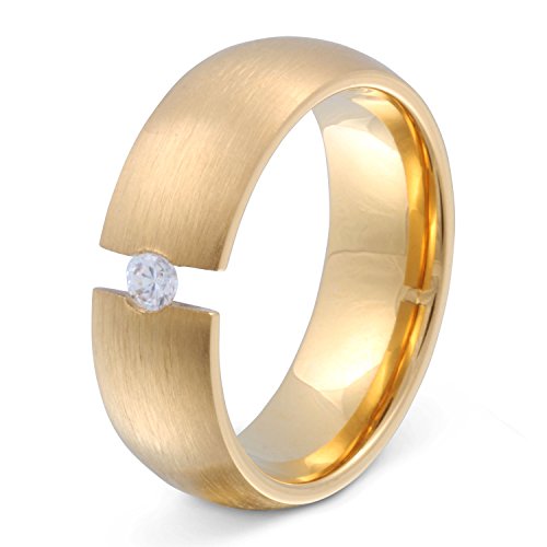 Juwelier Schönschmied - Damen Partnerring Ehering Hochzeitsring Goldfin Edelstahl Zirkonia 54 (17.2) 108Dac von Juwelier Schönschmied