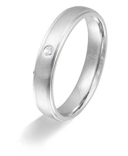 Juwelier Schönschmied - Damen Partnerring Ehrering Freundschaftsring Narrow Edelstahl Zirkonia inkl. persönliche Lasergravur 60 (19.1) LANr1D von Juwelier Schönschmied