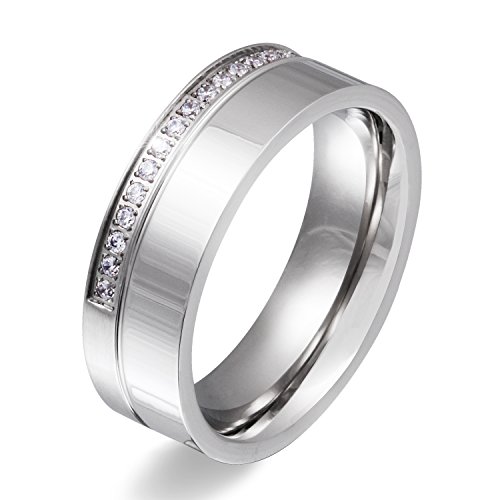 Juwelier Schönschmied - Damen Partnerring Freundschaftsring Chloa Edelstahl Zirkonia inkl. persönliche Wunschgravur Nr146D von Juwelier Schönschmied