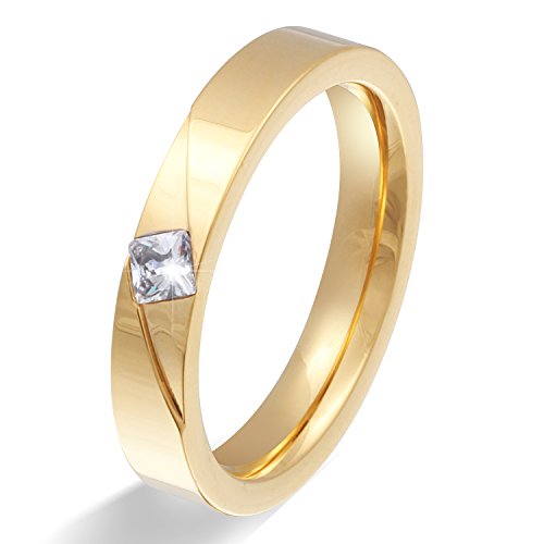 Juwelier Schönschmied - Damen Partnerring Freundschaftsring Delle Edelstahl Zirkonia inkl. persönliche Wunschgravur 54 (17.2) Nr036D von Juwelier Schönschmied