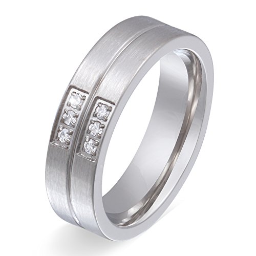 Juwelier Schönschmied - Damen Partnerring Freundschaftsring Ehering Jasper Edelstahl Zirkonia inkl. persönliche Lasergravur 52 (16.6) LANr141D von Juwelier Schönschmied