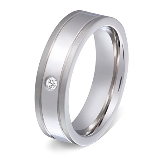 Juwelier Schönschmied - Damen Partnerring Freundschaftsring Hochzeitsring Bianda Edelstahl Zirkonia inkl. persönliche Lasergravur 56 (17.8) LANr63D von Juwelier Schönschmied