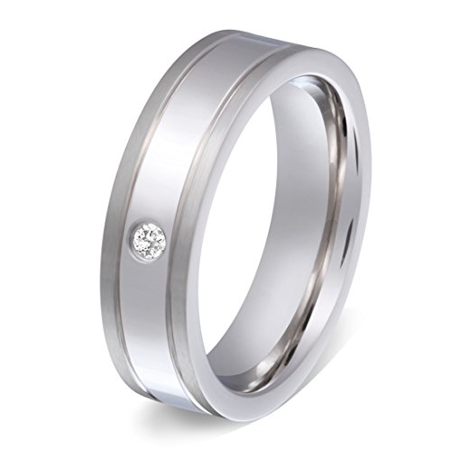 Juwelier Schönschmied - Damen Partnerring Freundschaftsring Hochzeitsring Bianda Edelstahl Zirkonia inkl. persönliche Lasergravur LANr63D von Juwelier Schönschmied