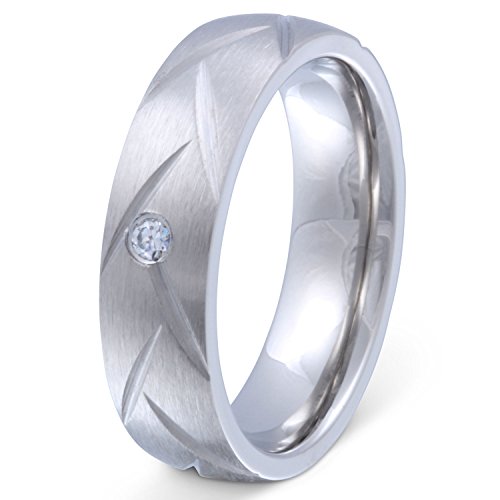 Juwelier Schönschmied - Damen Partnerring Freundschaftsring Hochzeitsring Cecil Edelstahl Zirkonia inkl. persönliche Lasergravur LANr74D von Juwelier Schönschmied