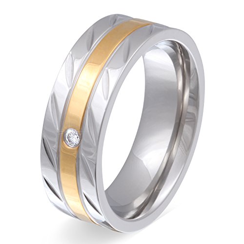 Juwelier Schönschmied - Damen Partnerring Freundschaftsring Trauring Monar Edelstahl Zirkonia inkl. persönliche Lasergravur 56 (17.8) LANr143D von Juwelier Schönschmied