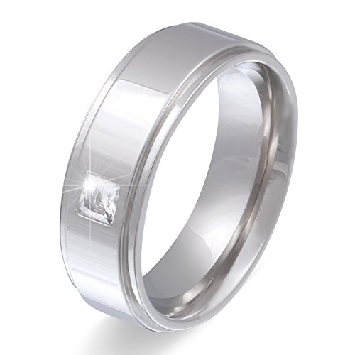 Juwelier Schönschmied - Damen Partnerring Hochzeitsring Freundschaftsring Ehering Zeronie Edelstahl Zirkonia inkl. persönliche Lasergravur LANr137D von Juwelier Schönschmied