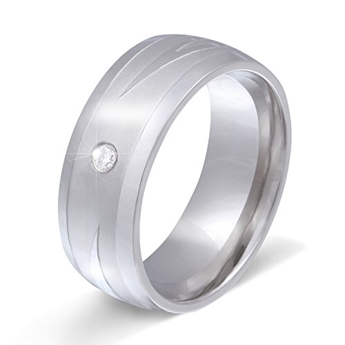 Juwelier Schönschmied - Damen Partnerring Trauring Freundschaftsring Ehering Nandala Edelstahl Zirkonia 58 (18.5) 136Dac von Juwelier Schönschmied