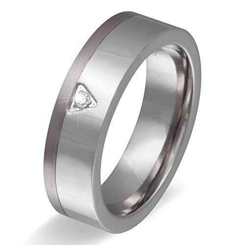 Juwelier Schönschmied - Damen Partnerringe Eheringe Hochzeitsringe Titaninlay Singapor titan_steel Zirkonia inkl. persönliche Wunschgravur NrX1D von Juwelier Schönschmied