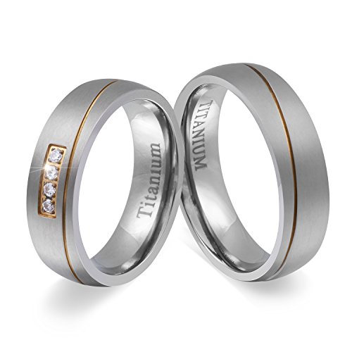 Juwelier Schönschmied - Damen Partnerringe Eheringe Mulini Titan Zirkonia 54-64 T4HDac - Kostenlose Wunschgravur mit AMAZON KONFIGURATOR online gestalten! von Juwelier Schönschmied