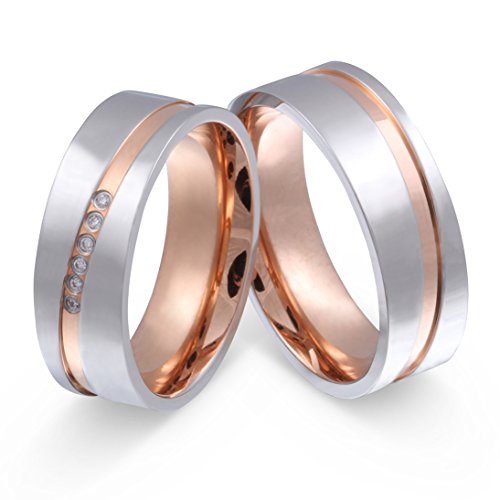 Juwelier Schönschmied - Damen Partnerringe Eheringe Paris Titan Zirkonia 54-68 T23HDac - Kostenlose Wunschgravur mit AMAZON KONFIGURATOR online gestalten! von Juwelier Schönschmied