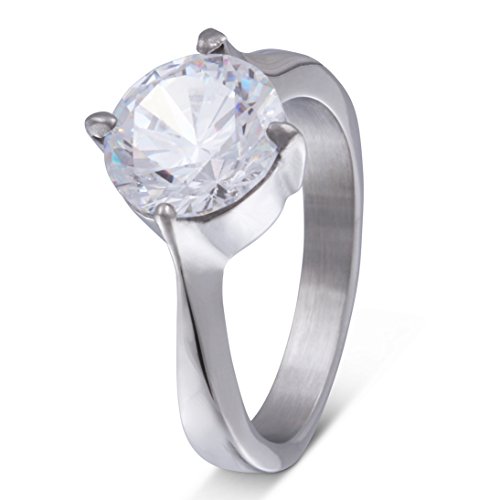 Juwelier Schönschmied - Damen Partnerringe Eheringe Trauringe Verlobungsring Amore Edelstahl Zirkonia inkl. persönliche Lasergravur 58 (18.5) LANr201D von Juwelier Schönschmied