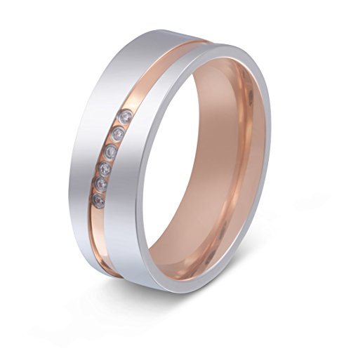 Juwelier Schönschmied- DamenEin schöner Titanring, Ehering Verlobungsring Bicolor mit gratis Lasergravur- Titan Zirkonia Gr. 52 (16.6) NrT23D von Juwelier Schönschmied