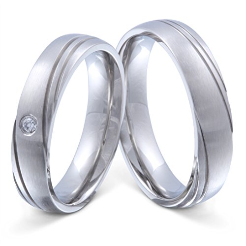 Juwelier Schönschmied Freundschaftsringe Partnerringe Trauringe - inkl. WUNSCHGRAVUR - Edelstahl Zirkonia 50-64 126HD - mit AMAZON KONFIGURATOR direkt online gestalten ! von Juwelier Schönschmied