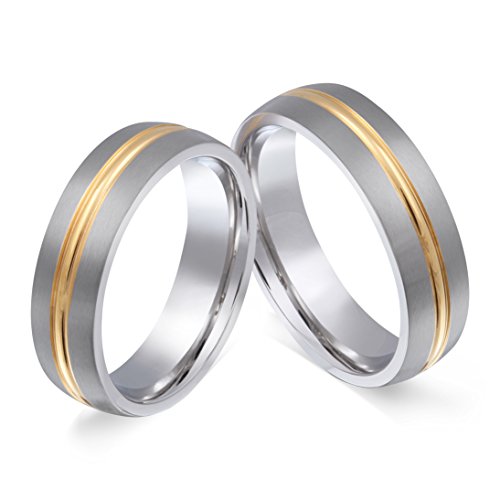 Juwelier Schönschmied - Herren Freundschaftsringe Partnerringe Hochzeitsringe OneLine Edelstahl 52-64 81HHac - Kostenlose Wunschgravur mit AMAZON KONFIGURATOR online gestalten! von Juwelier Schönschmied