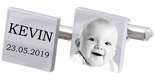 Juwelier Schönschmied - Manschettenknöpfe Fotogravur inklusive Bild Gravur Bilgravur aus Edelstahl mit Amazon Konfigurator gestalten – ACM15bi-2 von Juwelier Schönschmied