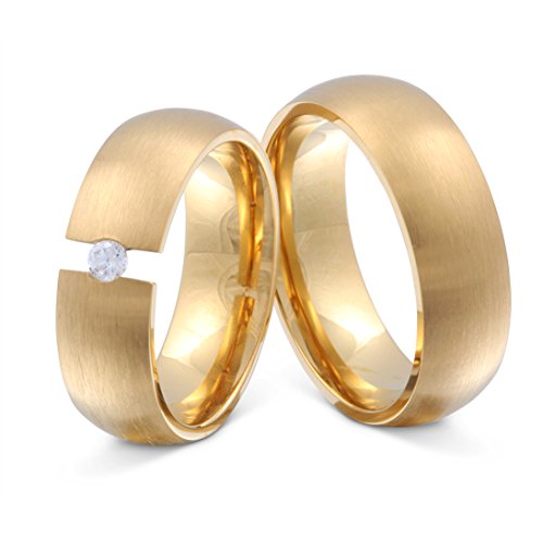 Juwelier Schönschmied Partnerringe Eheringe Hochzeitsringe - inkl. WUNSCHGRAVUR - Edelstahl Zirkonia multisizer 108HD - mit AMAZON KONFIGURATOR direkt online gestalten ! von Juwelier Schönschmied