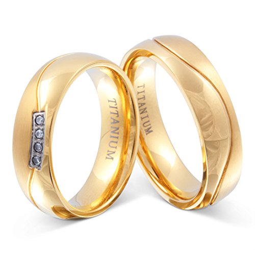 Juwelier Schönschmied Titanringe Partnerringe Trauringe - inkl. WUNSCHGRAVUR - Titan Zirkonia 52-60 T13HD - mit AMAZON KONFIGURATOR direkt online gestalten ! von Juwelier Schönschmied