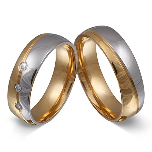 Juwelier Schönschmied Trauringe Hochzeitsringe Partnerringe Freundschaftsringe - inkl. WUNSCHGRAVUR - Edelstahl Zirkonia 50-70 168HDla - mit AMAZON KONFIGURATOR direkt online gestalten ! von Juwelier Schönschmied