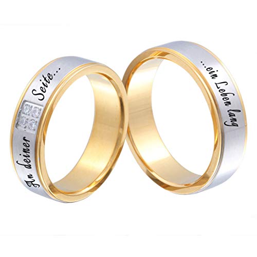 Juwelier Schönschmied Trauringe Partnerringe Eheringe - inkl. WUNSCHGRAVUR - Edelstahl Zirkonia 50-66 131HDac - mit AMAZON KONFIGURATOR direkt online gestalten ! von Juwelier Schönschmied