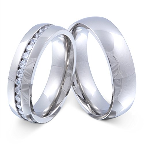 Juwelier Schönschmied - Unisex Freundschaftsringe Partnerringe Hochzeitsringe Brilliant Edelstahl Zirkonia 54-62 125HDac - Kostenlose Wunschgravur mit AMAZON KONFIGURATOR online gestalten! von Juwelier Schönschmied