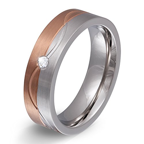 Juwelier Schönschmied - Unisex Freundschaftsringe Partnerringe Verlobungsringe Brenila Edelstahl Zirkonia inkl. persönliche Wunschgravur 62 (19.7) von Juwelier Schönschmied