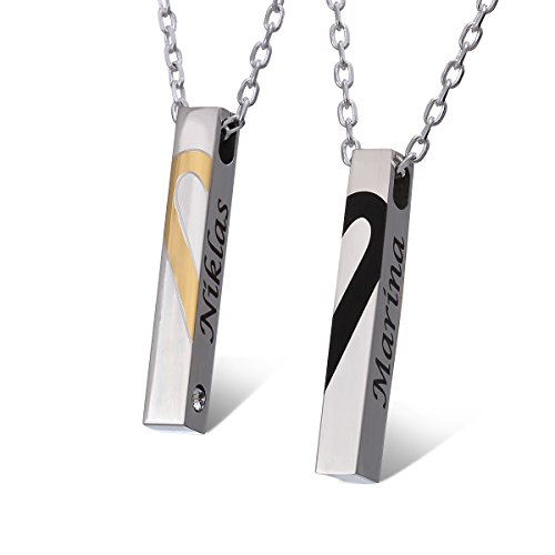 Juwelier Schönschmied - Unisex Partneranhänger aus Edelstahl inkl. Gravur und Kette AH370 - Alvaretta von Juwelier Schönschmied