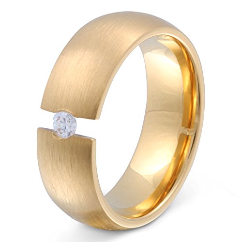 Juwelier Schönschmied - Unisex Partnerring Ehering Goldfin Edelstahl Zirkonia inkl. persönliche Wunschgravur Nr108D von Juwelier Schönschmied