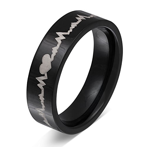 Juwelier Schönschmied - Unisex Partnerring Ehering Hochzeitsring Blackpulse Edelstahl inkl. persönliche Wunschgravur 48 (15.3) Nr165H von Juwelier Schönschmied