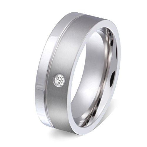 Juwelier Schönschmied - Unisex Partnerring Ehering Hochzeitsring Ecilia Edelstahl Zirkonia 66 (21.0) 15Dac von Juwelier Schönschmied