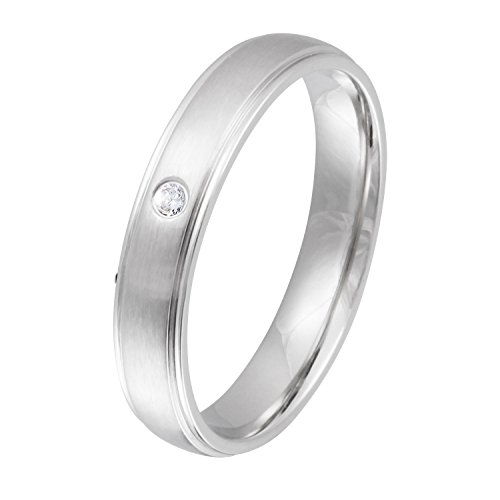 Juwelier Schönschmied - Unisex Partnerring Verlobungsring Ehering Freundschaftsring Narrow Edelstahl Zirkonia inkl. persönliche Wunschgravur 56 (17.8) Nr1D von Juwelier Schönschmied
