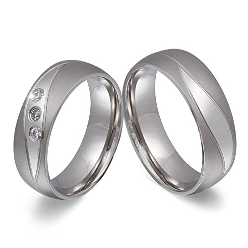 Juwelier Schönschmied - Unisex Partnerringe Eheringe Freundschaftsringe Hochzeitsringe Naval Edelstahl Zirkonia 56-6 183HDac - Kostenlose Wunschgravur mit AMAZON KONFIGURATOR online gestalten! von Juwelier Schönschmied