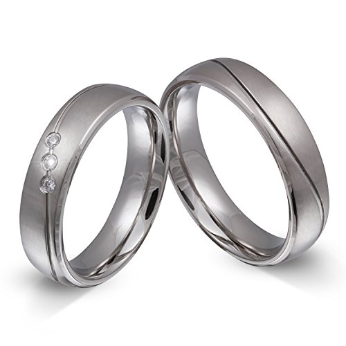 Juwelier Schönschmied - Unisex Partnerringe Eheringe Freundschaftsringe Tauringe Masone Edelstahl Zirkonia 52-68 167HDac - Kostenlose Wunschgravur mit AMAZON KONFIGURATOR online gestalten! von Juwelier Schönschmied