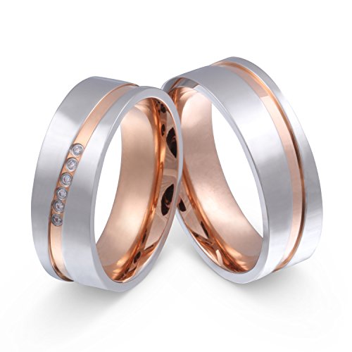 Juwelier Schönschmied - Unisex Partnerringe Freundschaftsringe Eheringe Reina Edelstahl Zirkonia 54-64 207HDac - Kostenlose Wunschgravur mit AMAZON KONFIGURATOR online gestalten! von Juwelier Schönschmied