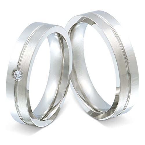 Juwelier Schönschmied - Unisex Partnerringe Freundschaftsringe Estados Edelstahl Zirkonia 62-70 11HDac - Kostenlose Wunschgravur mit AMAZON KONFIGURATOR online gestalten! von Juwelier Schönschmied