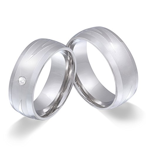 Juwelier Schönschmied - Unisex Partnerringe Trauringe Freundschaftsringe Hochzeitsringe Nandala Edelstahl Zirkonia 136HDac - Kostenlose Wunschgravur mit AMAZON KONFIGURATOR online gestalten! von Juwelier Schönschmied