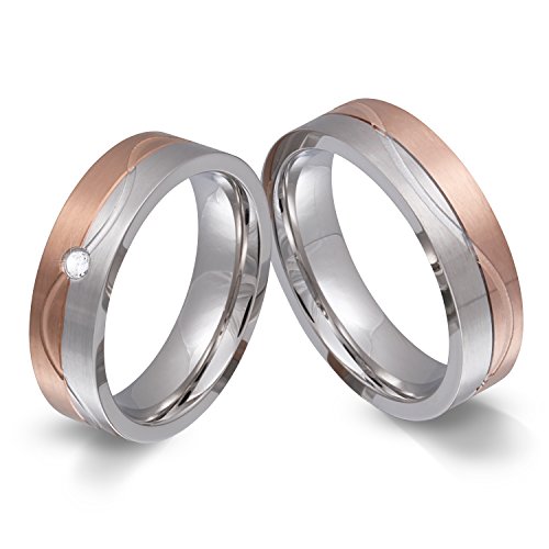 Juwelier Schönschmied - Unisex Trauringe Hochzeitsringe Partnerringe Brenila Edelstahl Zirkonia 5-5 157HDac - Kostenlose Wunschgravur mit AMAZON KONFIGURATOR online gestalten! von Juwelier Schönschmied