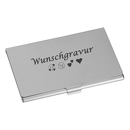 Juwelier Schönschmied Visitenkartenetui mit Gravur | Metall | Personalisierter Visitenkartenhalter | Emojis Gravur möglich | Kartenetui | Lasergravur BC1 von Juwelier Schönschmied