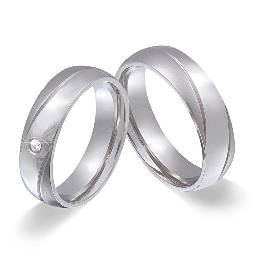 Juwelier Schönschmied - Zwei Freundschaftsringe Partnerringe Trauringe Edelstahl Zirkonia inkl. persönliche Lasergravur 60-74 LANr138HD - Tocar von Juwelier Schönschmied