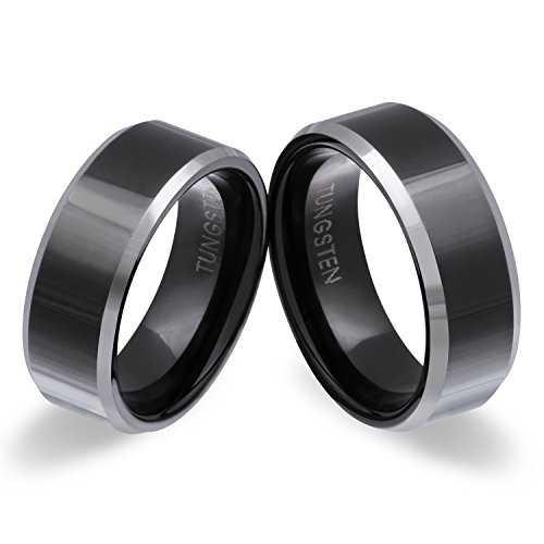 Juwelier Schönschmied - Zwei Hochzeitsringe Partnerringe Wolframcarbid inkl. persönliche Lasergravur 50-66 W1HH - Back Beauty von Juwelier Schönschmied