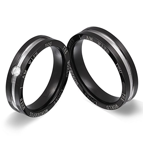 Juwelier Schönschmied - Zwei Partnerringe Eheringe Freundschaftsringe Trauringe Edelstahl Zirkonia inkl. persönliche Lasergravur 54-56 LANr176HD - Harmony von Juwelier Schönschmied