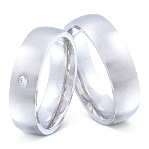 Juwelier Schönschmied - Zwei Partnerringe Eheringe Hochzeitsringe Edelstahl Zirkonia inkl. persönliche Lasergravur 56-60 10HDla - Elevator von Juwelier Schönschmied