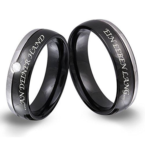 Juwelier Schönschmied - Zwei Partnerringe Freundschaftsringe Eheringe Edelstahl Zirkonia inkl. persönliche Lasergravur 54-54 151HDla - Mila von Juwelier Schönschmied