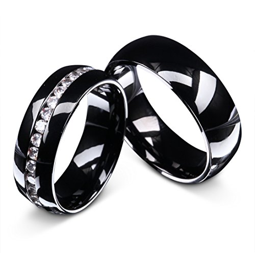 Juwelier Schönschmied - Zwei Partnerringe Freundschaftsringe Hochzeitsringe Edelstahl Zirkonia inkl. persönliche Lasergravur 62-70 LANr148HD - LaNuit von Juwelier Schönschmied