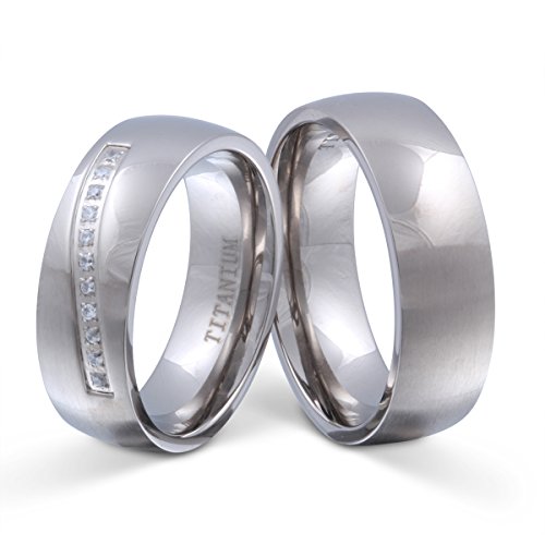 Juwelier Schönschmied - Zwei Titanringe Partnerringe Eheringe Titan Zirkonia inkl. persönliche Lasergravur multisizer LANrT12HD - Nizza Juwelier Schönschmied - Zwei Titanringe Partnerringe Eheringe Titan Zirkonia inkl. persönliche Lasergravur multisizer LANrT12HD - Nizza von Juwelier Schönschmied