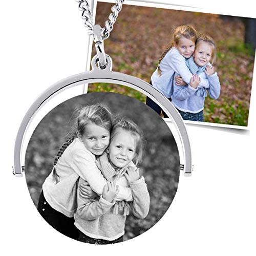 Kette mit Foto Gravur Damenanhänger Kette Bild Gravur - inkl. Fotogravur Bildgravur - Edelstahl AH440bi-1 - mit AMAZON KONFIGURATOR direkt online gestalten ! von Juwelier Schönschmied