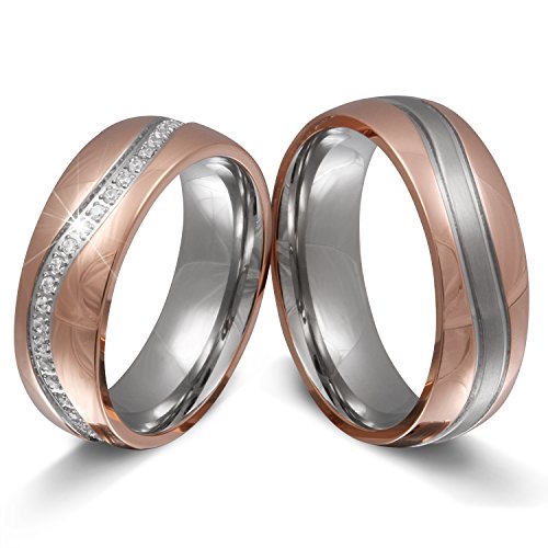 Partnerringe Eheringe Trauringe Freundschaftsringe - inkl. WUNSCHGRAVUR - Edelstahl Zirkonia 58-68 255HD - mit AMAZON KONFIGURATOR direkt online gestalten ! von Juwelier Schönschmied