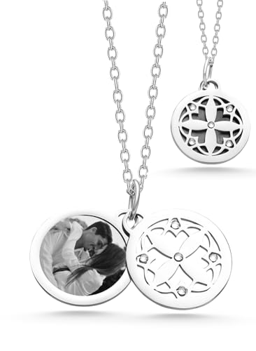 Personalisierter Foto-Anhänger für Damen | Kette mit Bildgravur | Erweiterbar Anzahl Foto Anhänger | langelebige Lasergravur | Edelstahl mit Bild Gravur | Kettenlänge verstellbar (1 Bild-Anhänger) von Juwelier Schönschmied