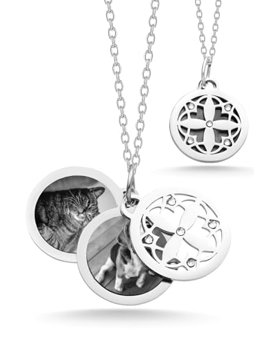 Personalisierter Foto-Anhänger für Damen | Kette mit Bildgravur | Erweiterbar Anzahl Foto Anhänger | langelebige Lasergravur | Edelstahl mit Bild Gravur | Kettenlänge verstellbar (2 Bild-Anhänger) von Juwelier Schönschmied