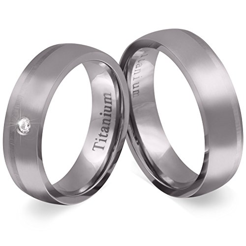 Titanringe Partnerringe Trauringe - inkl. WUNSCHGRAVUR - Titan Zirkonia 52-58 T5HD - mit AMAZON KONFIGURATOR direkt online gestalten ! von Juwelier Schönschmied